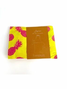 Francesca's Yellow Pink Turquoise Pineapple Print One Size Adult Apron NWT